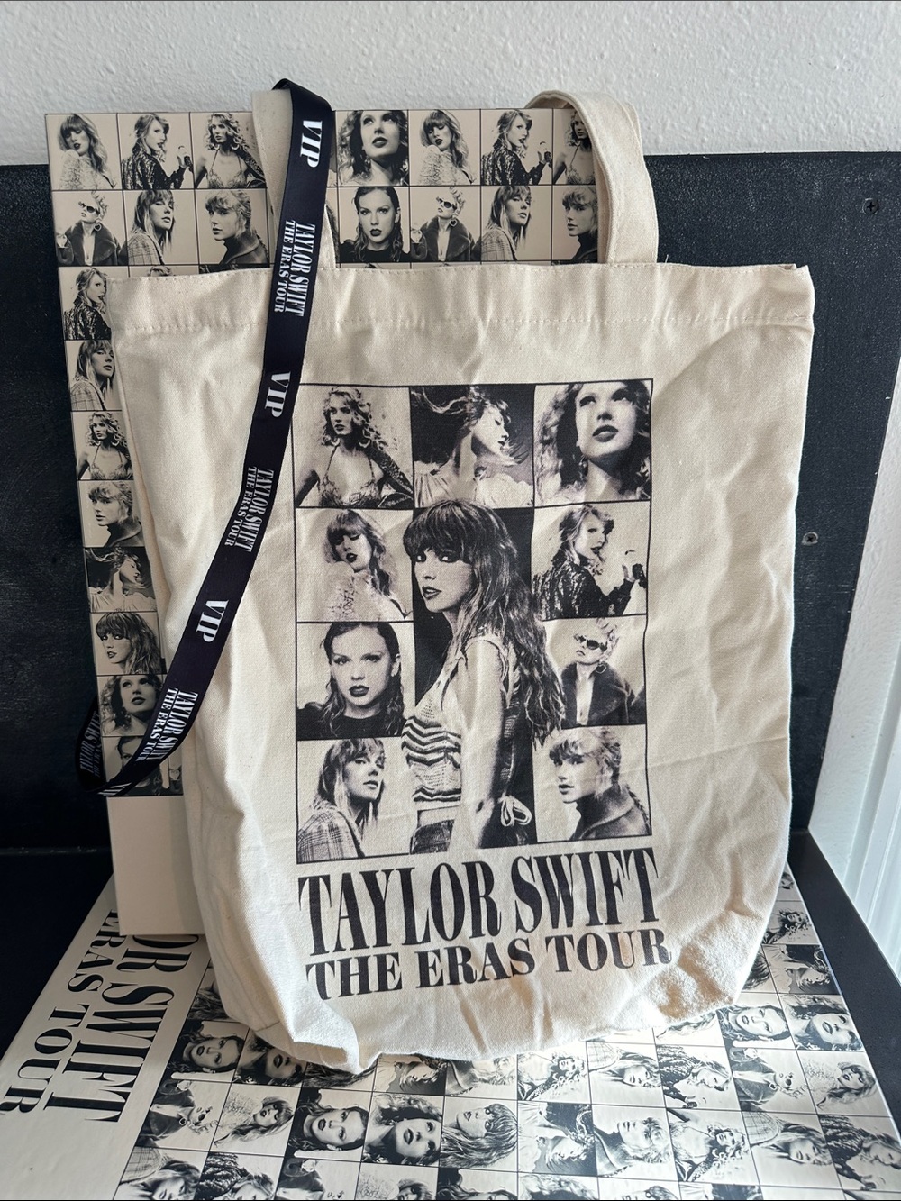 Taylor Swift Eras Tour VIP Canvas Tote, box and Lanyard